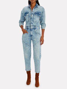 Mother The All-In-One Breaker Ankle Denim Jumpsuit Out With The Old In With The
